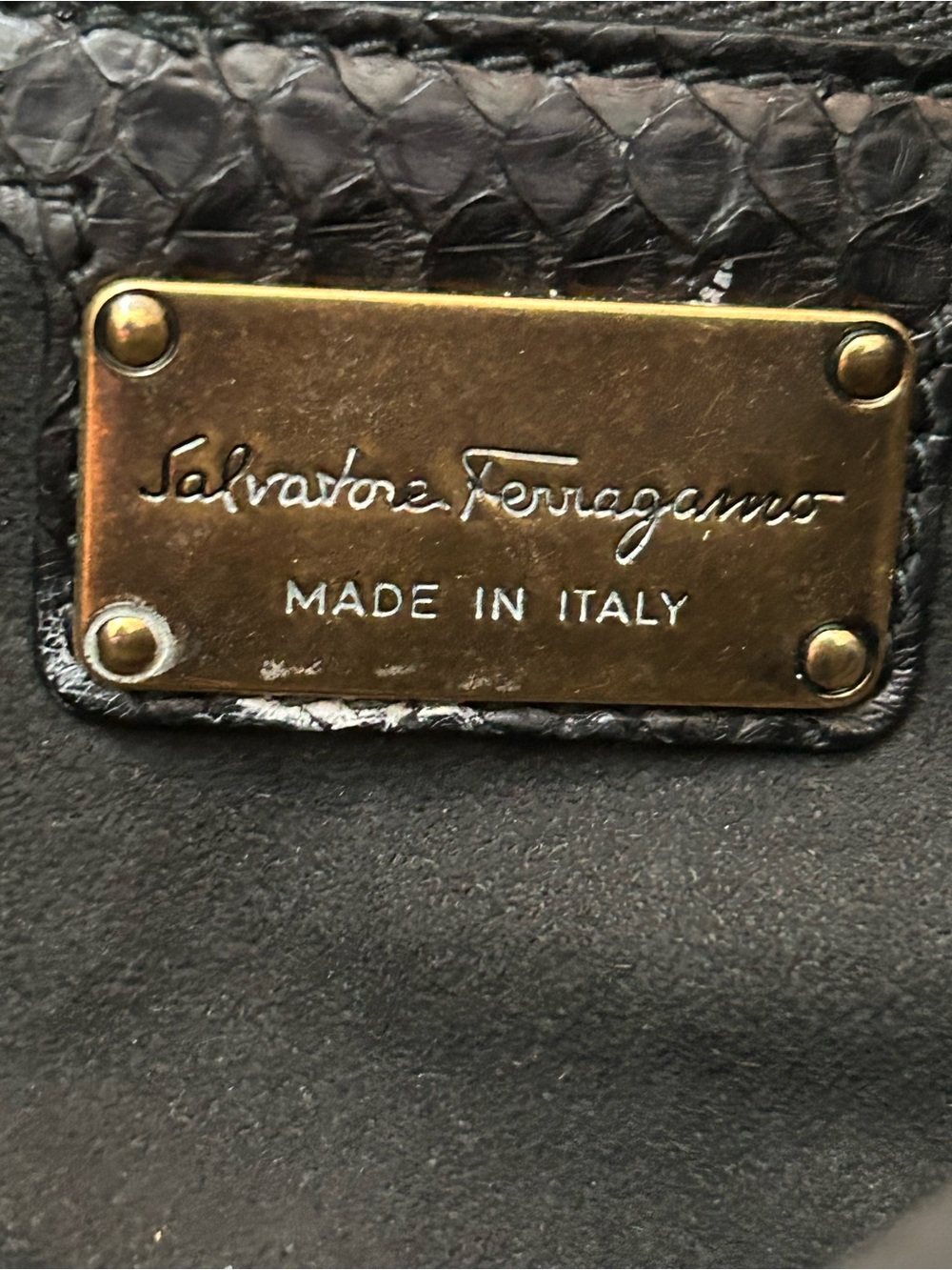 Salvatore Ferragamo Black Genuine Python Miss Vara Bow Hobo Bag - Picture 8 of 16